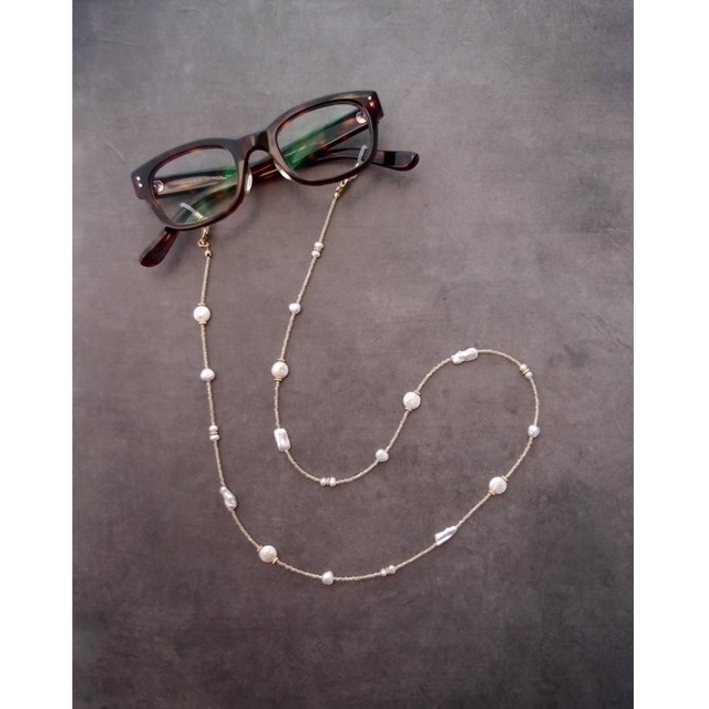 再入荷【Glasses Code】 Pearl × Glass Beads / 2way Necklace グラスコード ネックレス兼用（眼鏡ホルダー）