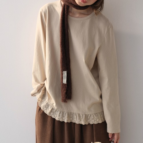 裾レースコットントップス ・8455