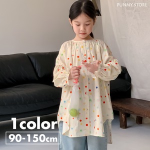 《取寄》 カラフル水玉ボタンチュニック  KMAI 2024春 韓国子供服 ドット dot トップス ブラウス シャツ 長袖