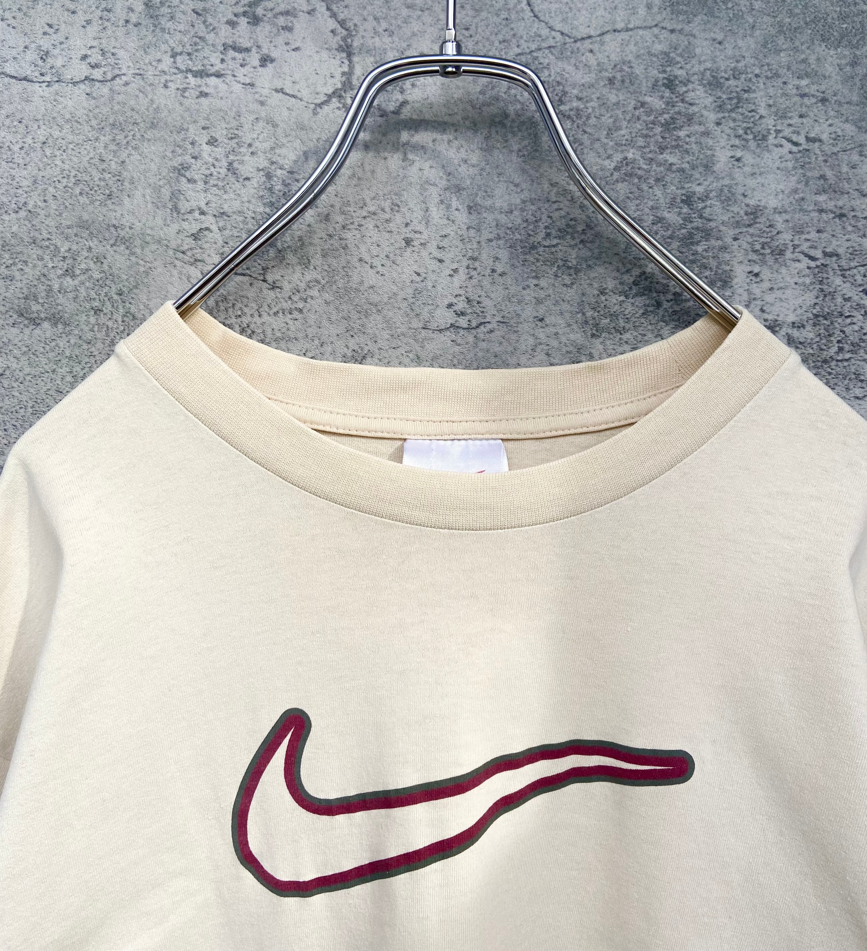 90s ナイキNIKE Tシャツ スウォッシュロゴ ベージュ | 【古着 らくふる