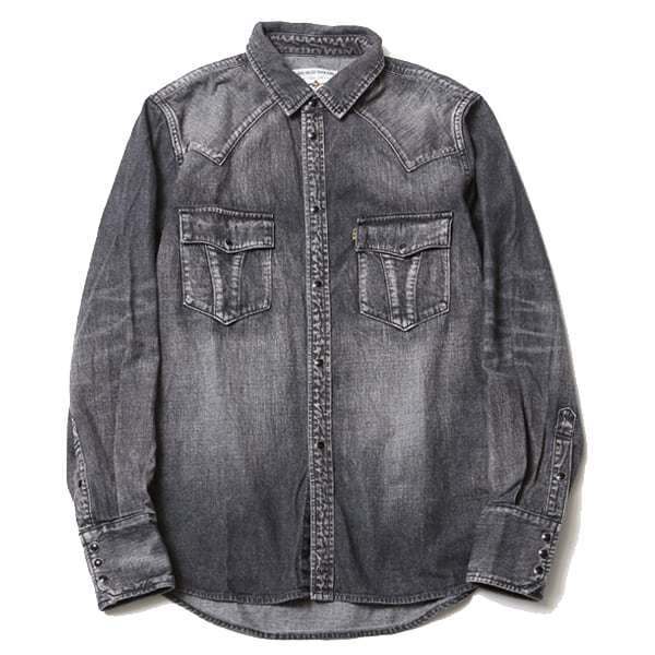 ROAD JACK DENIM SHIRTS＜VINTAGE WASH＞ (BLACK) / RUDE