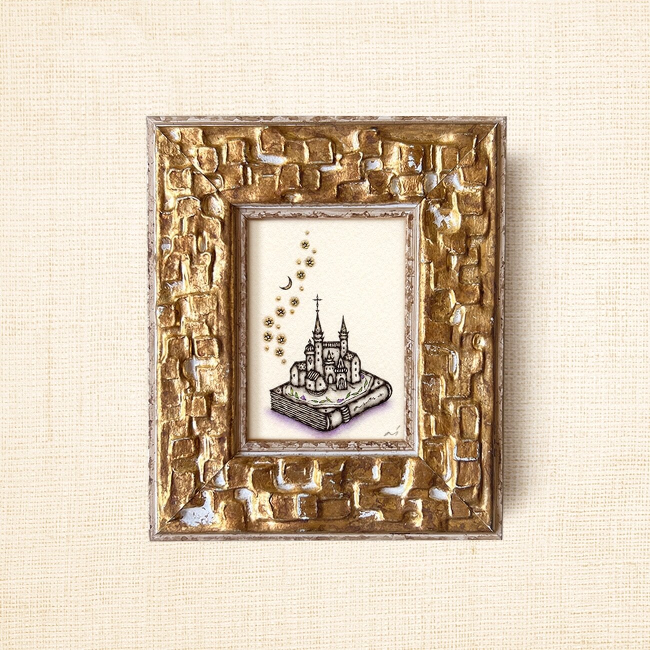 ミニ額縁 原画【 まくらもとで 】 | 小笠原あり ari ogasawara art gallery