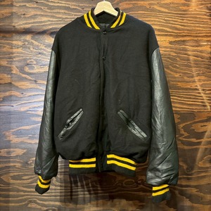 特価 80s USA Vintage Leather Wool stadium Jacket スタジャン ヴィンテージ スタジアムジャケット ブラック
