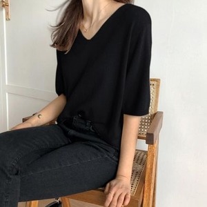 レディース トップス サマーニット Vネック シースルー 半袖 3色 袖あり スリム タイト 5分袖 ゆったり かわいい 大人可愛い きれいめ シンプル 大人 上品 おしゃれ お洒落 大人可愛い 大人女子 ラブリー キュート ガーリー エレガント モダン 白 ホワイト 黒 ブラック 無地 春 夏 秋 10代 20代 30代 40代 オフィス ビジネス OL 通勤 学生 通学 デート お出かけ 休日 着回し 普段使い 重ね着 韓国 韓国系 オルチャン ファッション コーデ