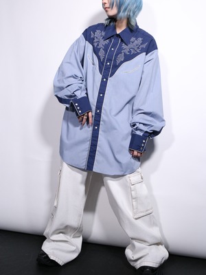 cold coloring over silhouette western shirt