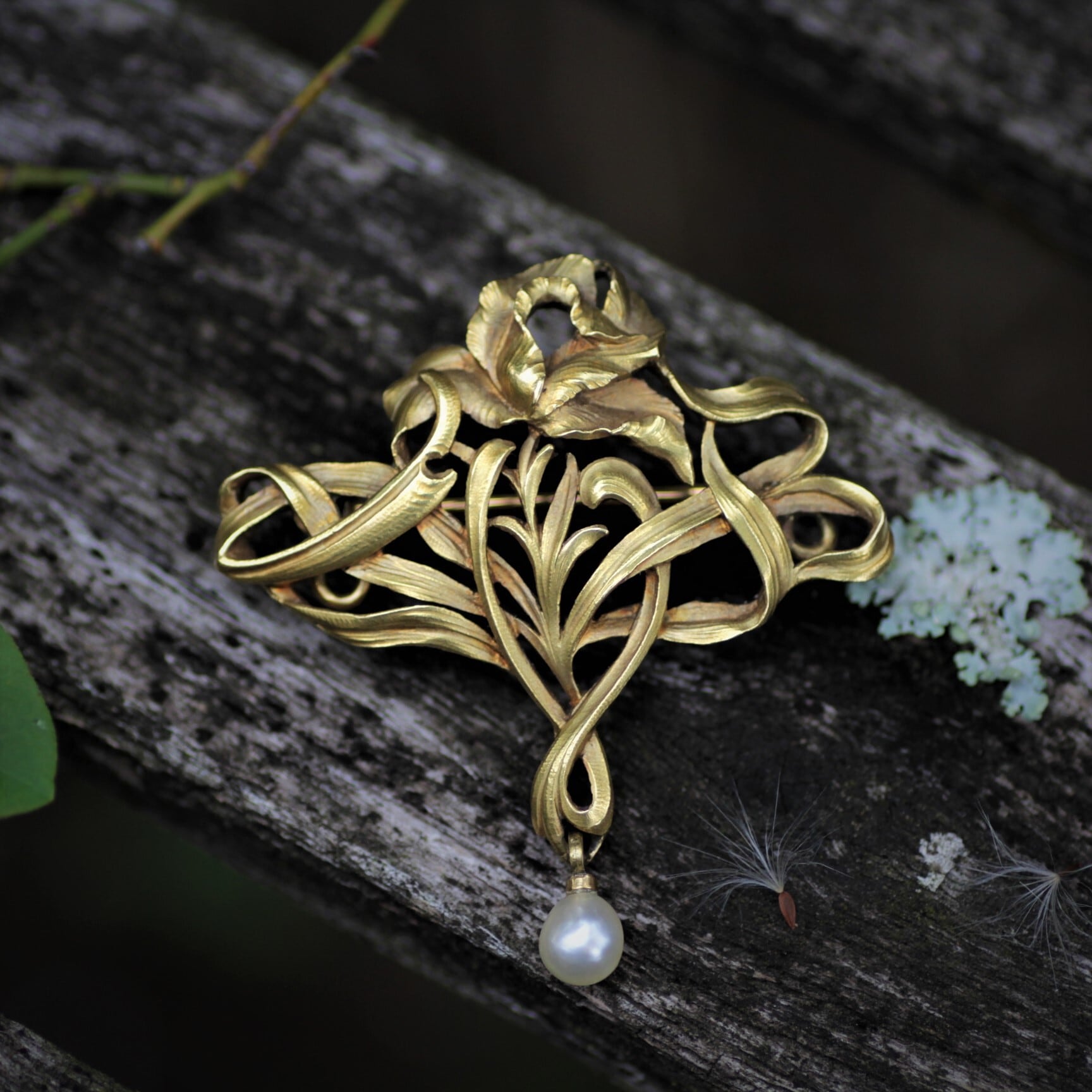 Art-Nouveau Gold Flower Brooch アール・ヌーヴォー ゴールド フラワーブローチ antique jewellery  REGARD