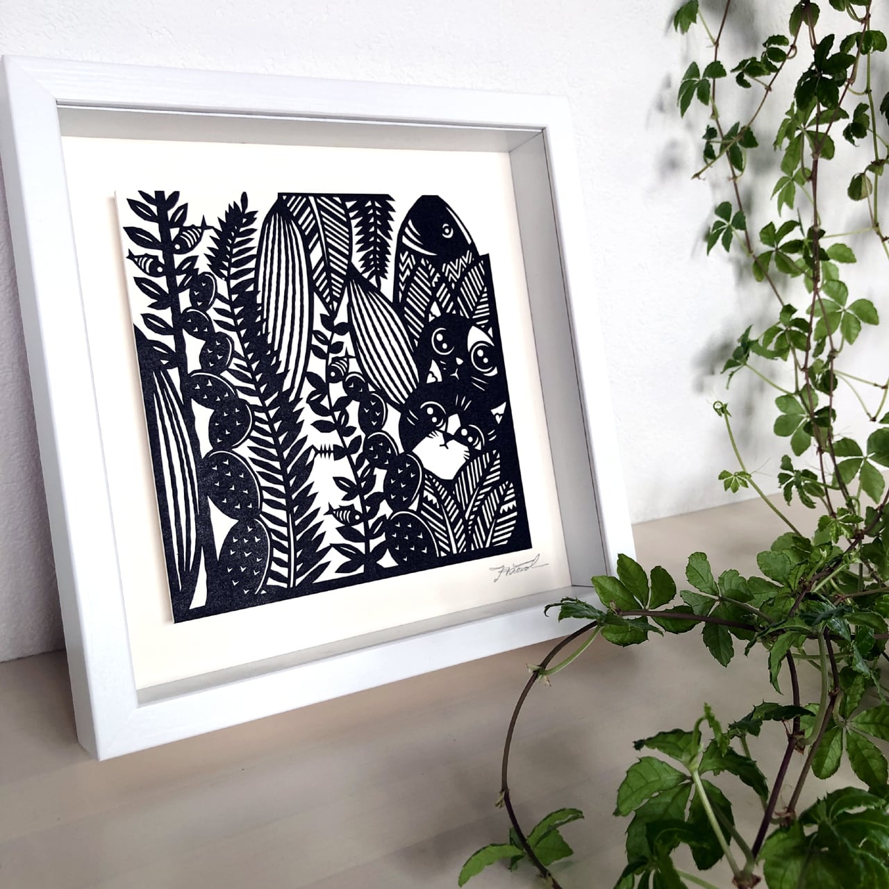 切り絵＊「ネコのいる森」 | 切り絵作家/藤野ひろのぶ/作品販売サイト
