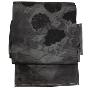 名古屋帯・夏帯・喪服用・花・No.200701-1622・梱包サイズ60