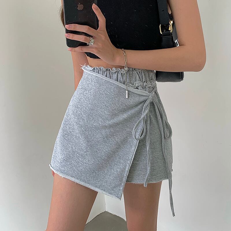 スカート サマースタイルAラインショートハイウェストウェスト レース 夏物 レースアップ ドラファッションホール57965803564