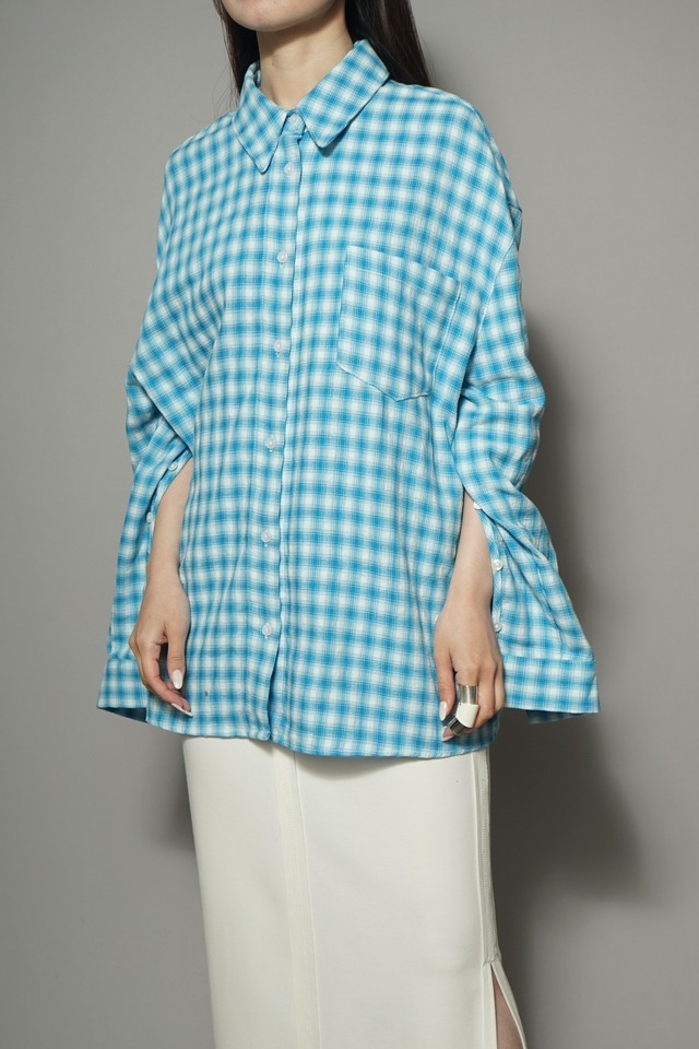 BUTTON SLEEVE SHIRT (BLUE) 2403-94-40