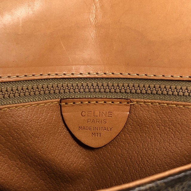 CELINE セリーヌ マカダム ショルダーバッグ ブラウン ブラゾン型押し PVC vintage ヴィンテージ オールド t38p84