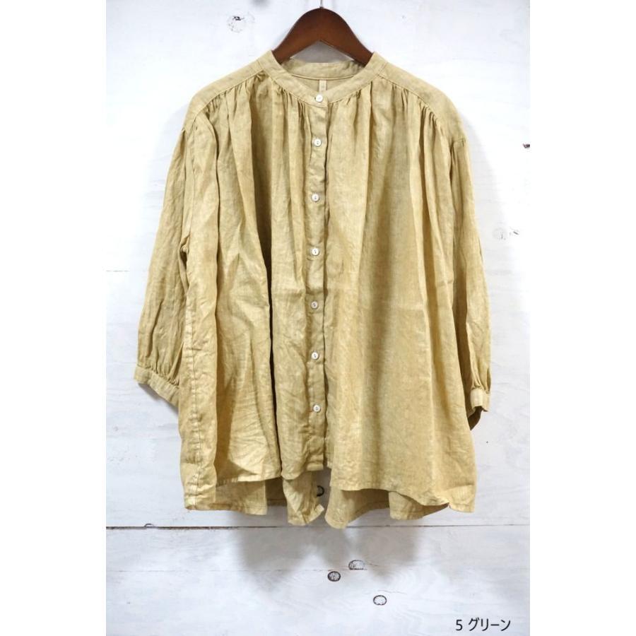 TUTIE.（ツチエ）リネンベンガラ染めギャザーブラウス