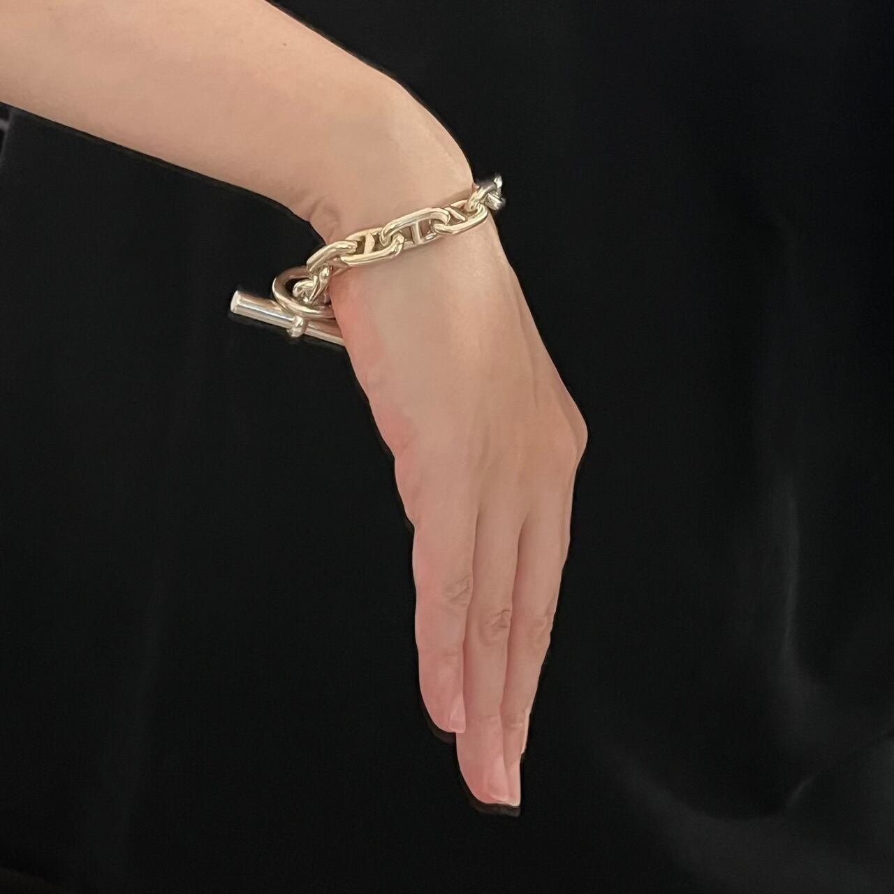 VINTAGE HERMES Chaine d'Ancre Bracelet GM 13 Links Silver 800