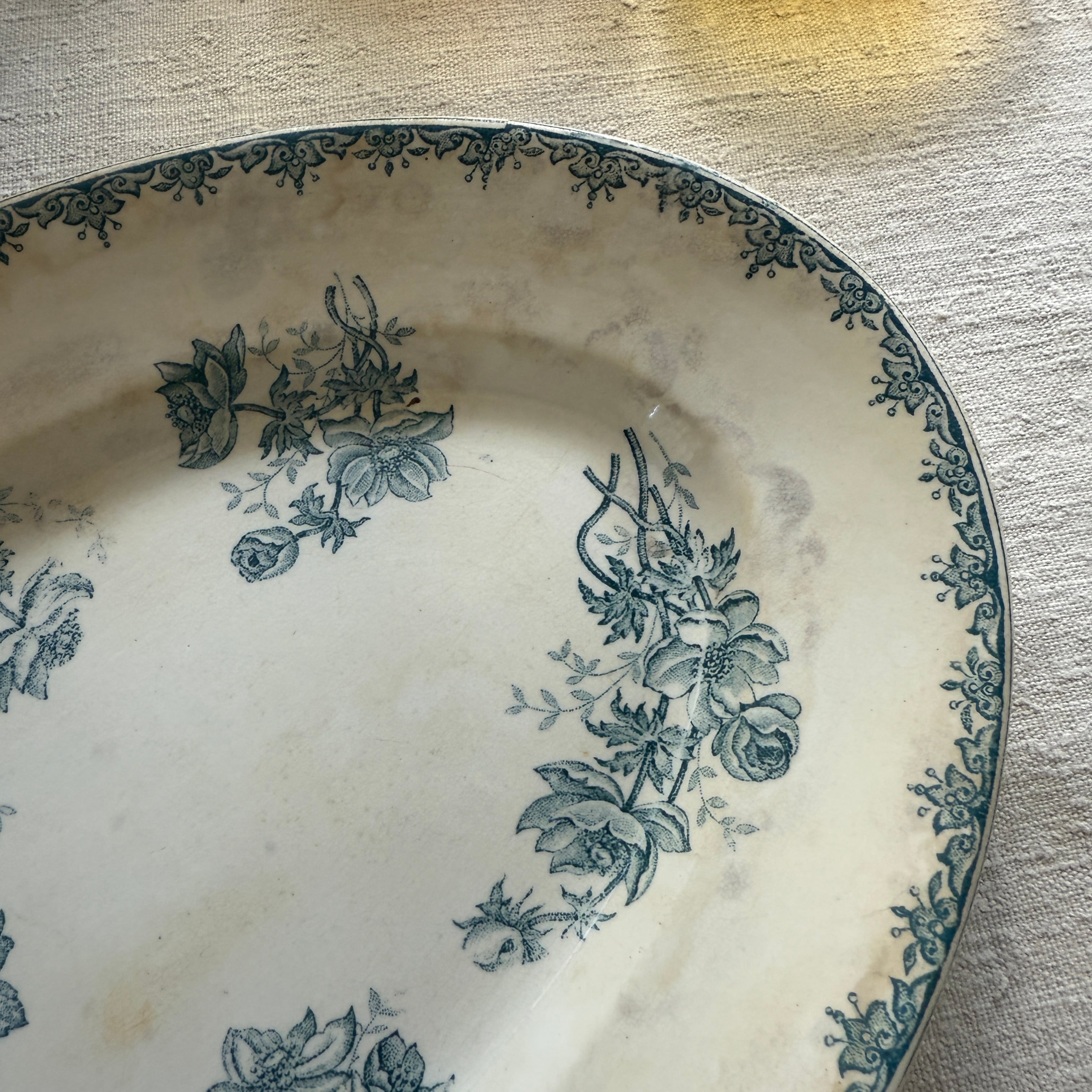 French Antique Oval Plate By Clairefontaine/フランスのクレール