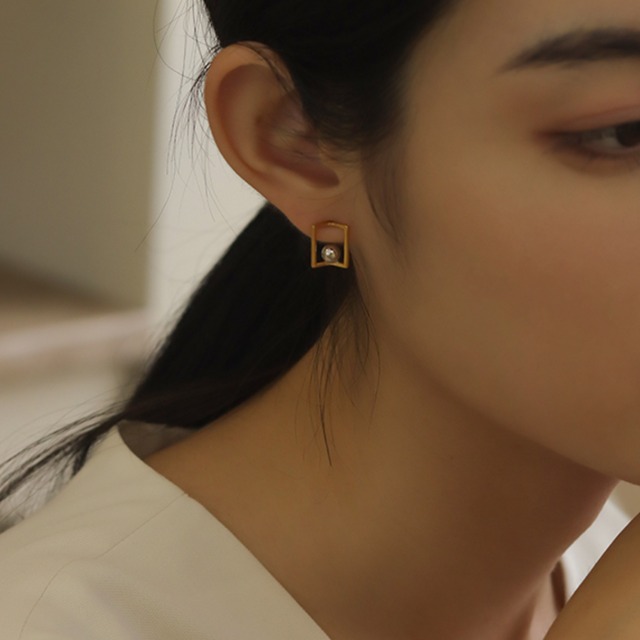 silver925 square hollow ball pierce