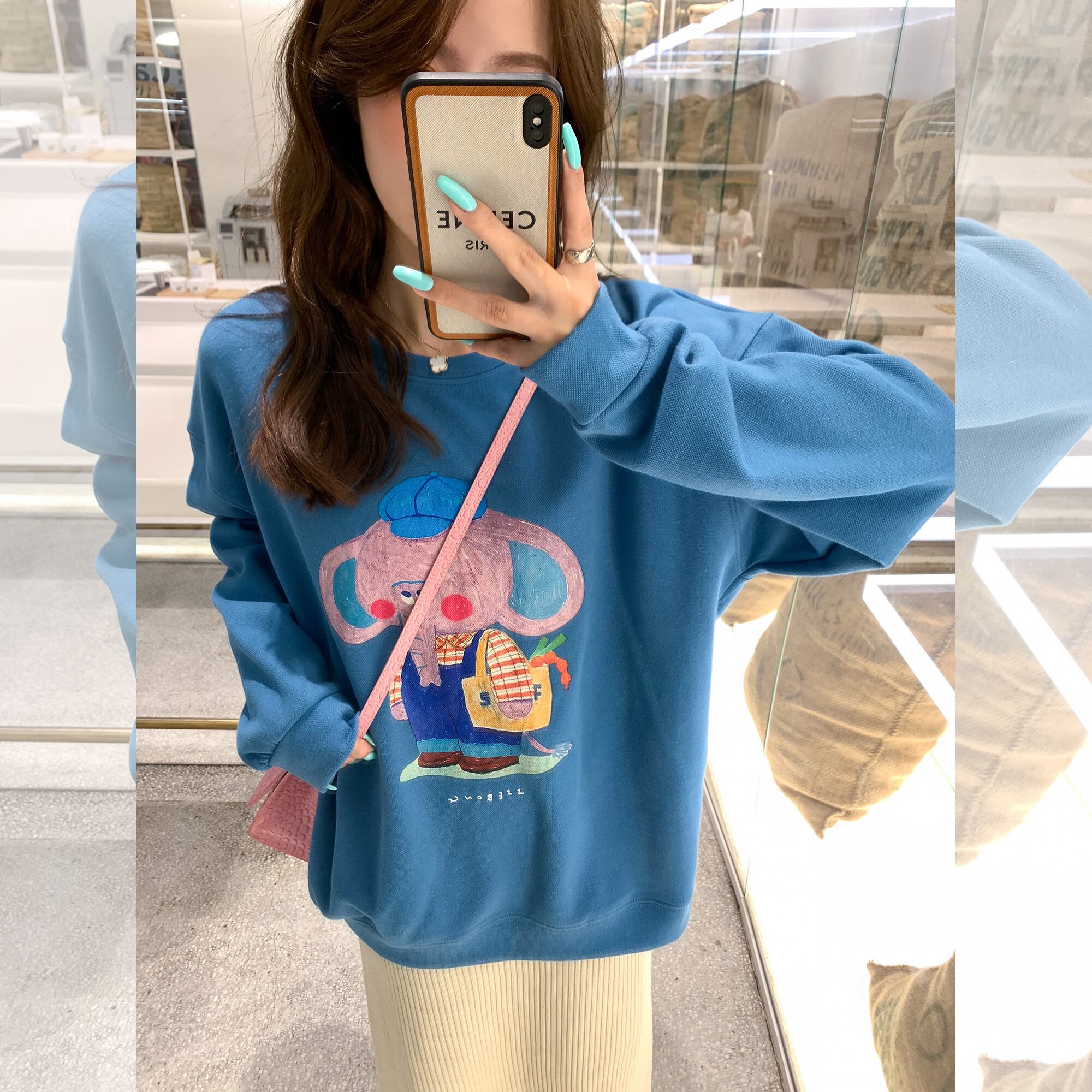 オータムプリント柄セーター レッドトップス 秋物 6Du_Shop_Women93788456051