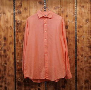 ralphlauren regent classic fit リネンシャツ XL/ラルフローレン オレンジ ポニー無し