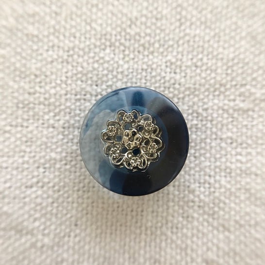 シルバーフラワー×ネイビーグラデーション 15㎜