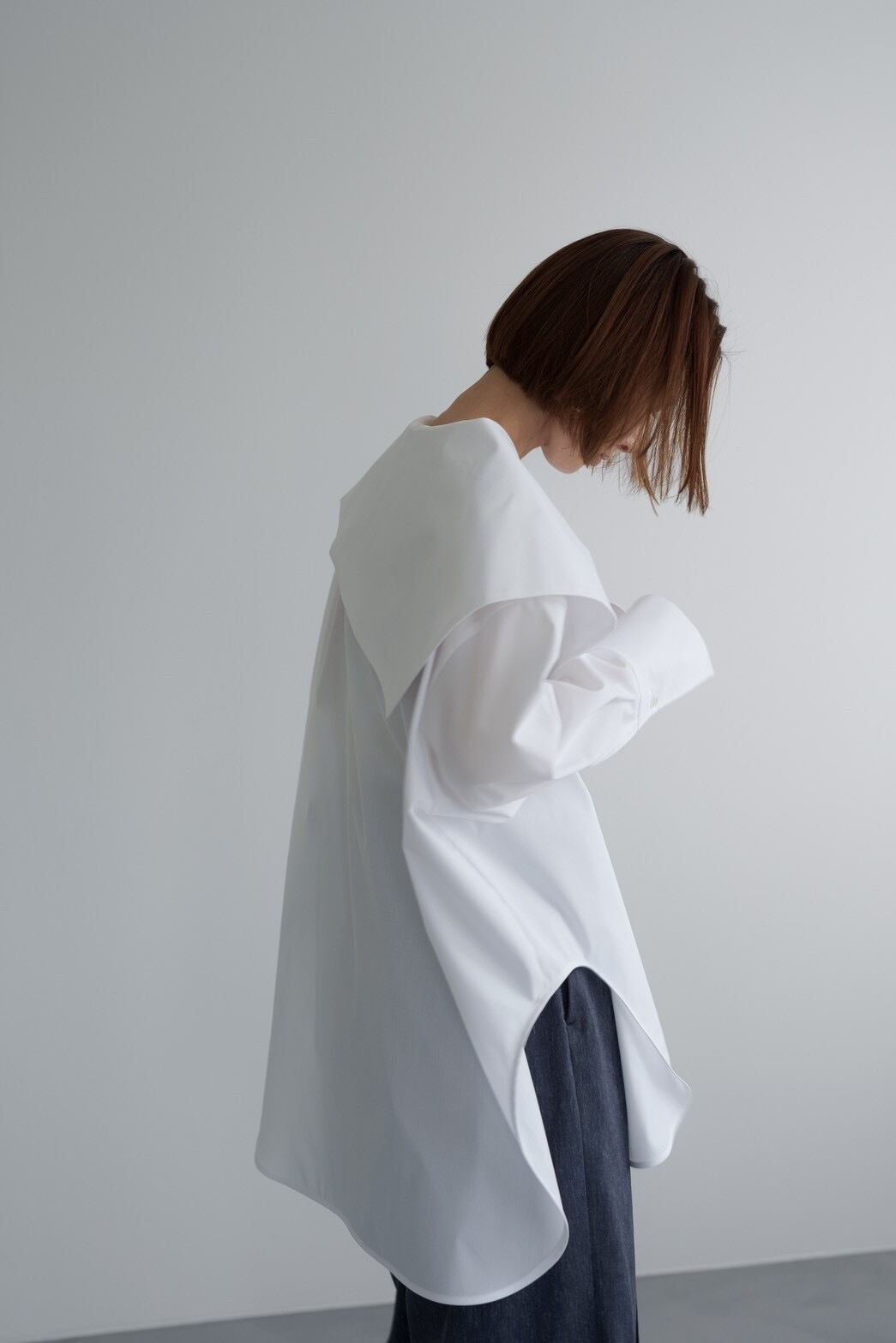 Asymmetric Flap Oversized Blouse(white) ご注文から一週間前後で発送
