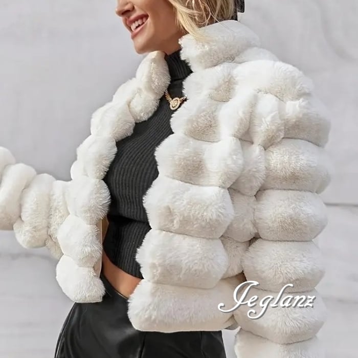 4色 ファー エコファ コート 短め丈 スタンドカラー 着映え(MB410)φ