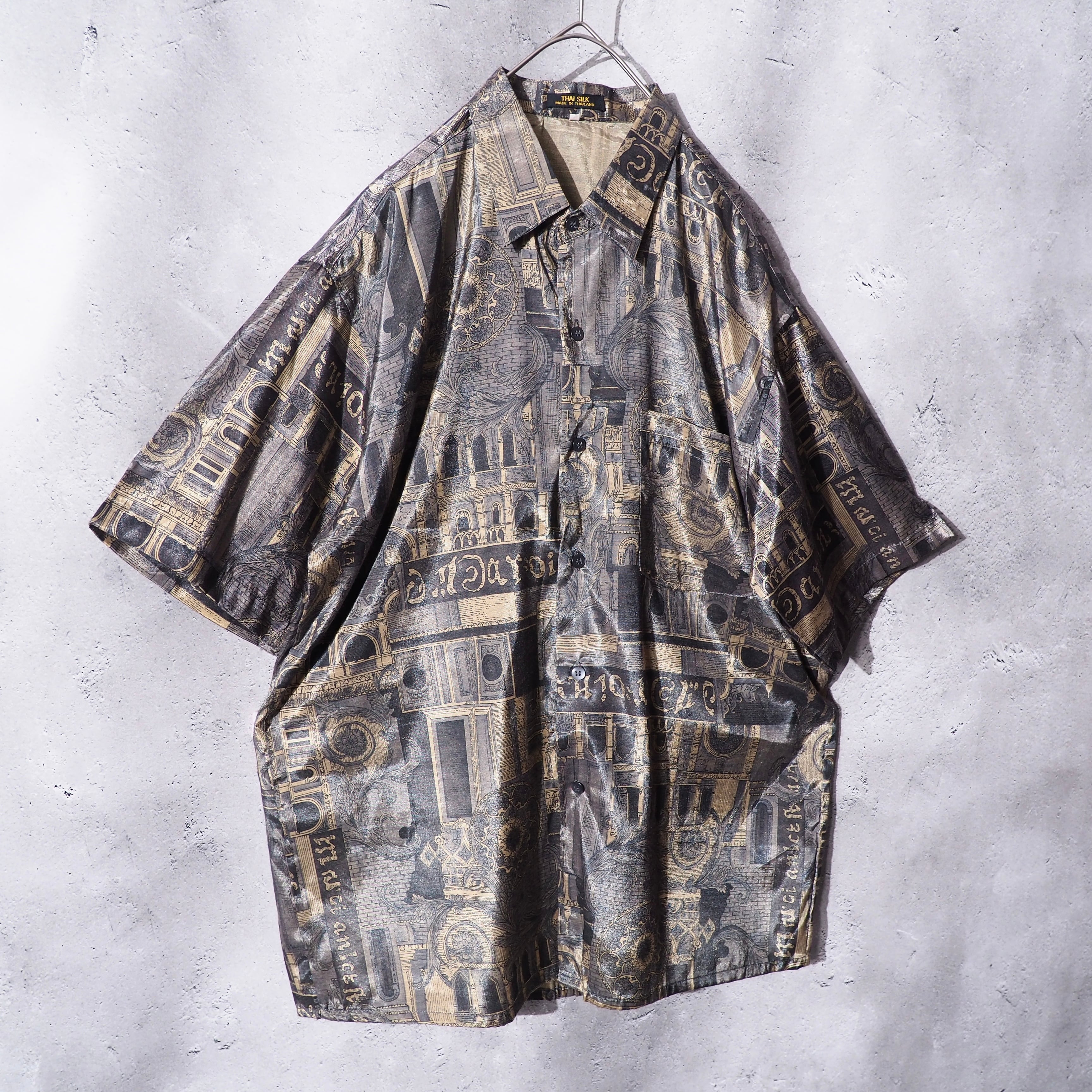 Beautiful Luxury Art Pattern Vintage loose Thai silk shirt