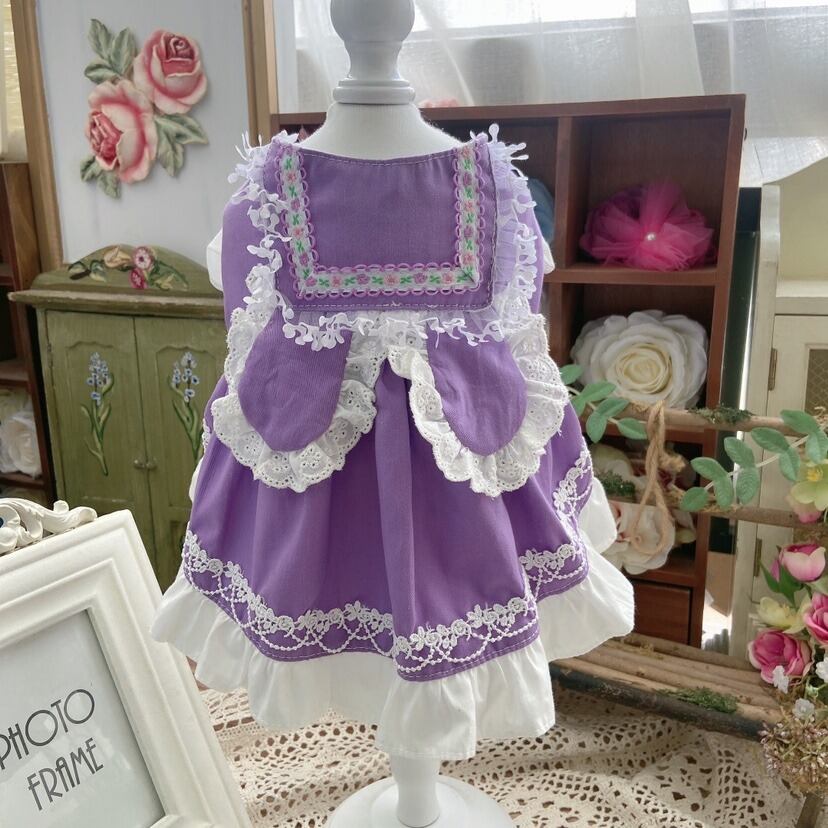 うさぎ年! 大型犬もOK うさみみ襟のパープルワンピース