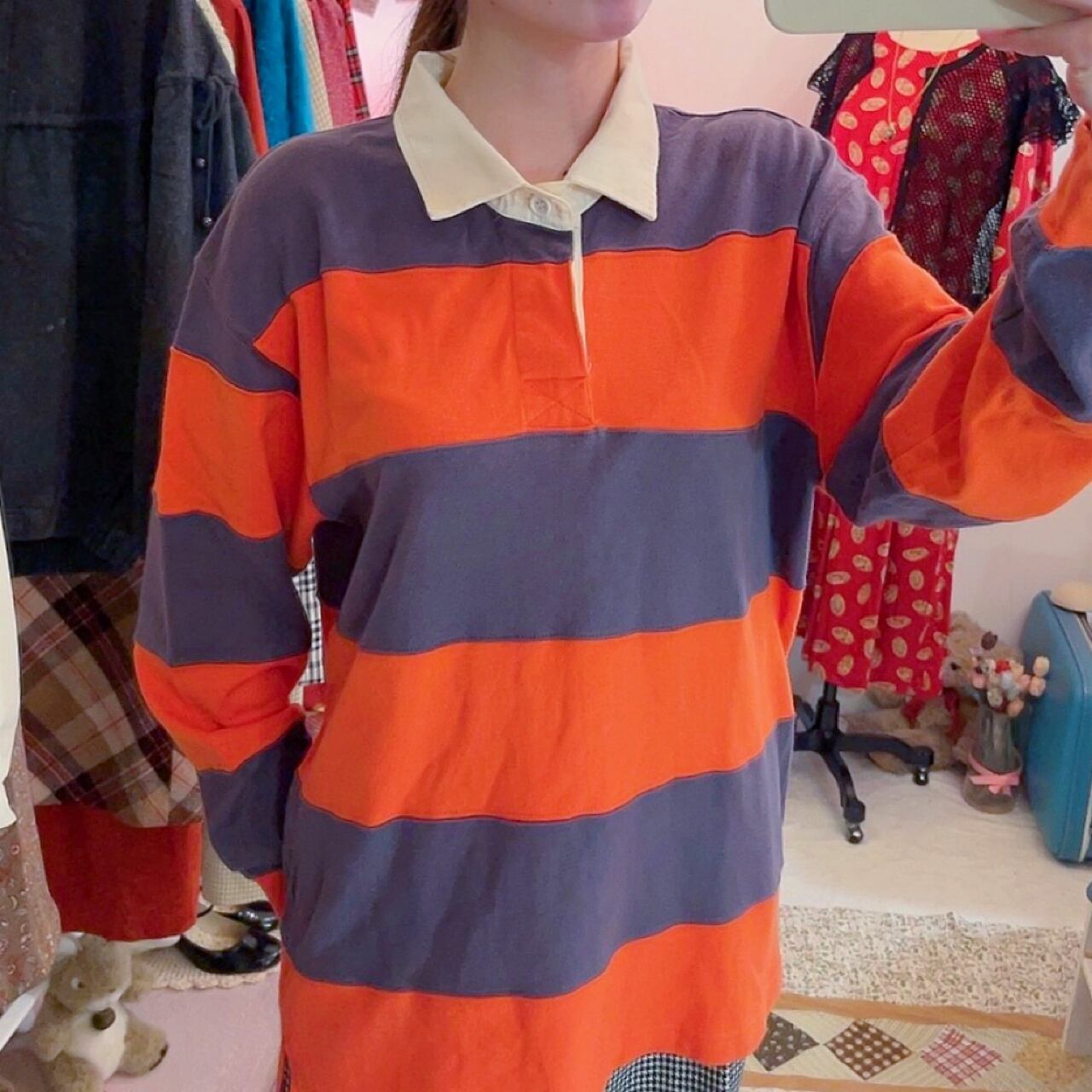 orange stripe rugger shirt
