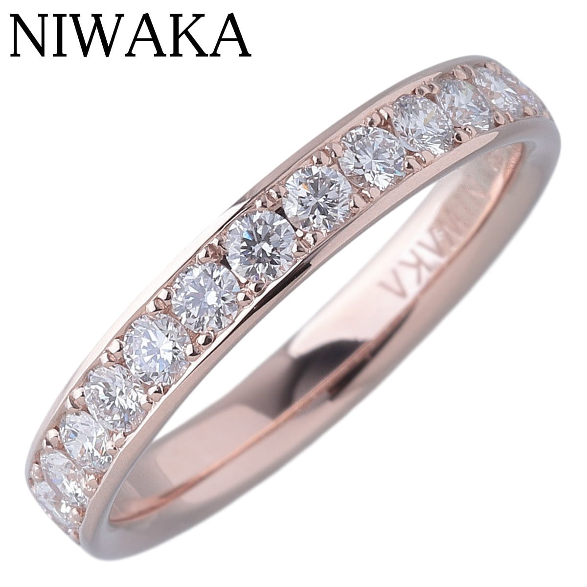 俄 ダイヤ リング ことほぎ ハーフエタニティ 幅3.0mm 7号 750PG 新品