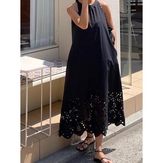 カットワークヘム ロングワンピース　M03233