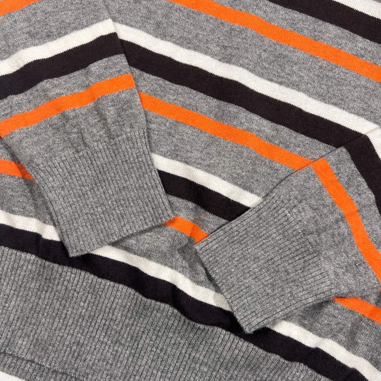 TOMMY HILFIGER トミーヒルフィガー ボーダー コットン ニット プルオーバー L/グレー メンズ