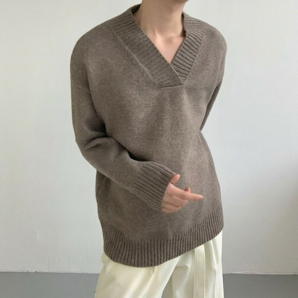 長袖Vネックオーバーサイズ ニット 10213