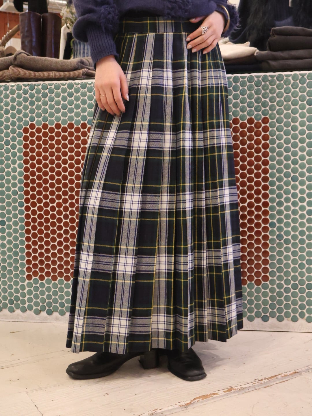 plaid pattern pleats skirt【1953】
