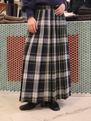 plaid pattern pleats skirt【1953】