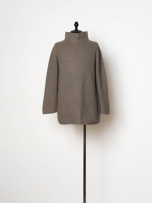 HERMES エルメス カシミヤ グレージュ リブハイネックニット