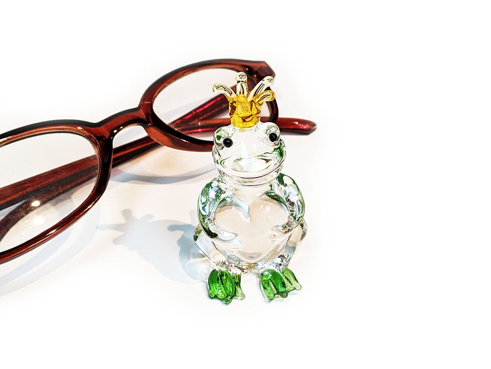 ドームフランス 黄色いカエル クリスタル ウラン ガラス グラス