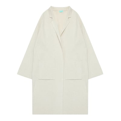 ロングニットカーディガン ニットコート 羽織 襟付き ポケット 落ち肩