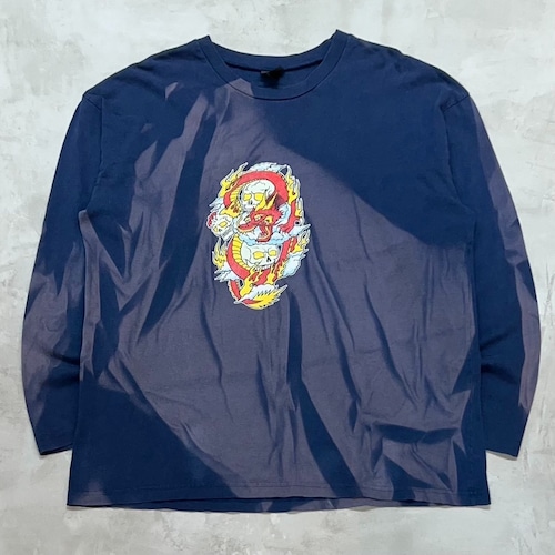 Dragon & Skull Bleach Long Sleeve Tee