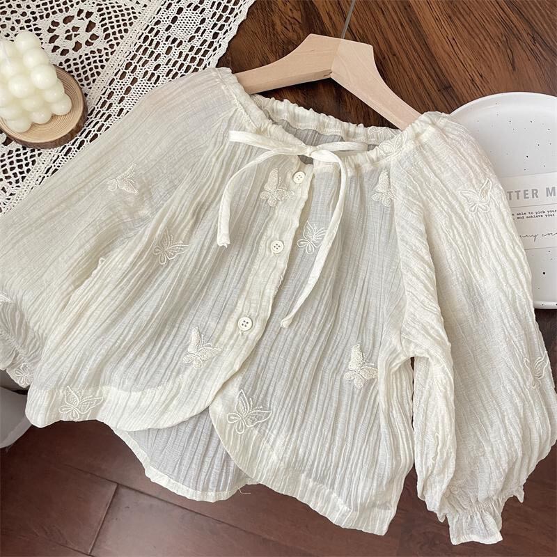 【 キッズ 100-130cm 】バタフライシアーカーディガン/親子リンク/お揃いコーデ