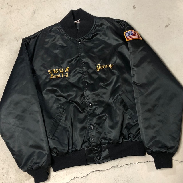 1980s BIRDIE BLACK NYLON STUDIUM JACKET