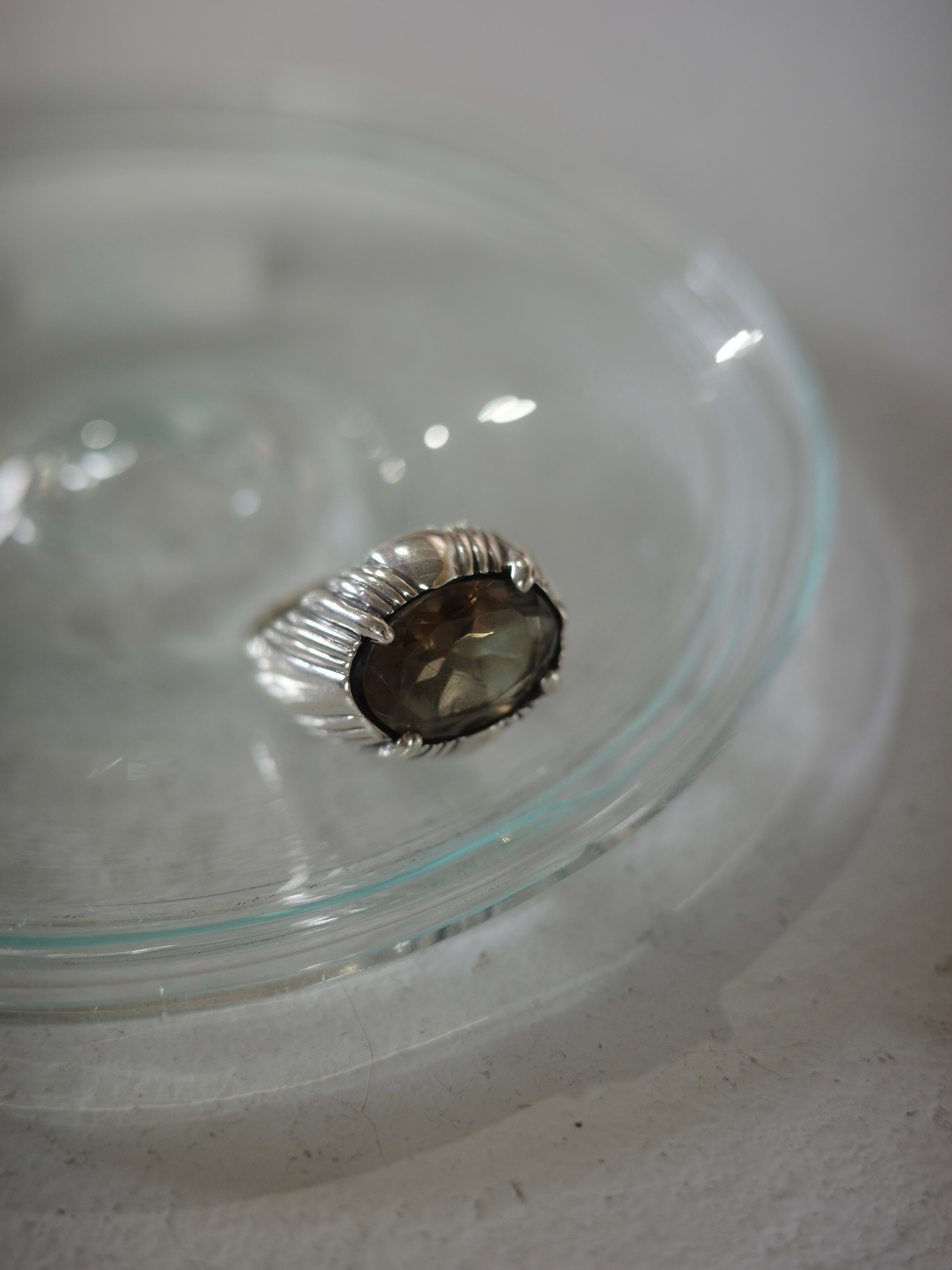 <vintage silver925>smoky quartz ring