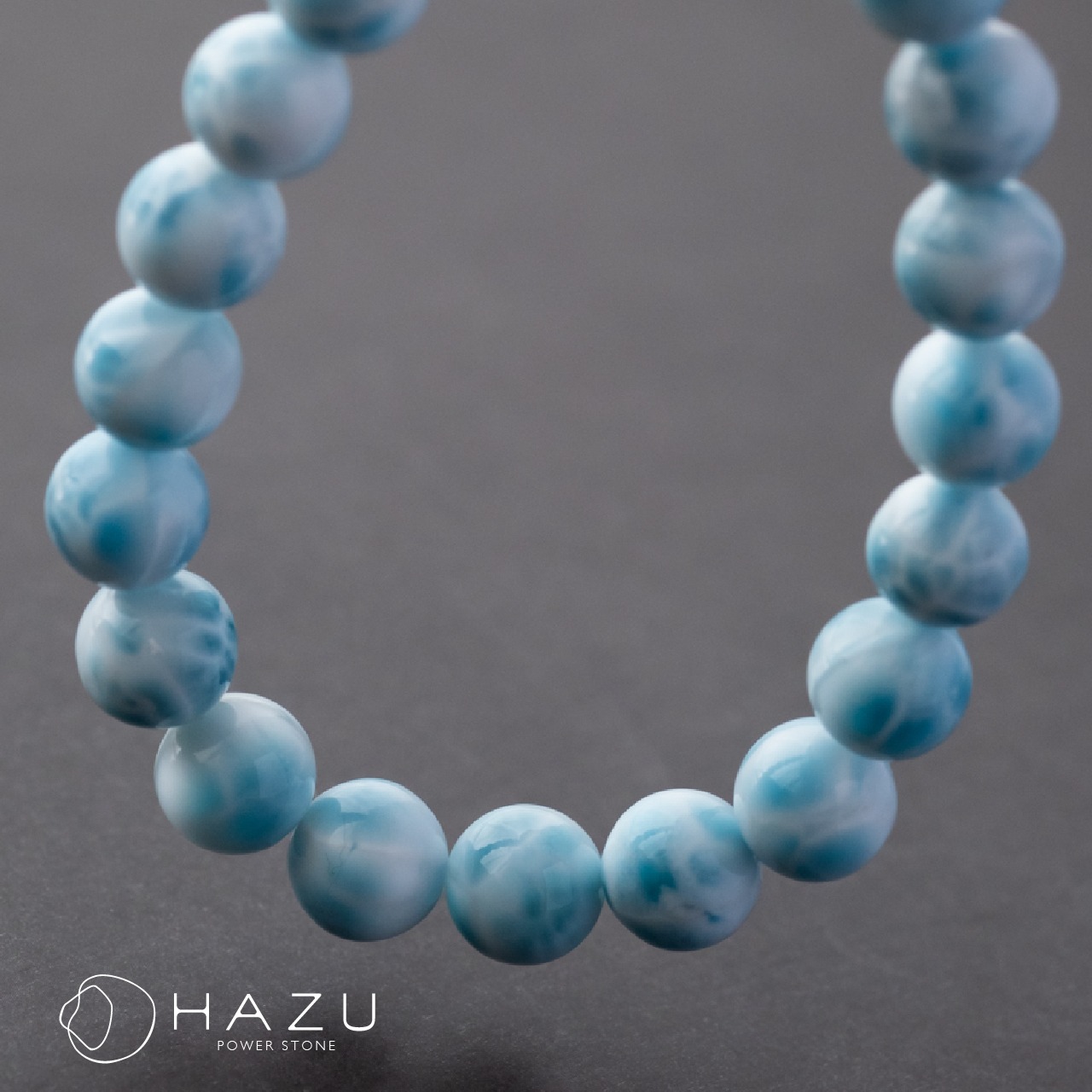 【1点もの】波模様はっきりラリマーブレス［ラリマー／水晶］