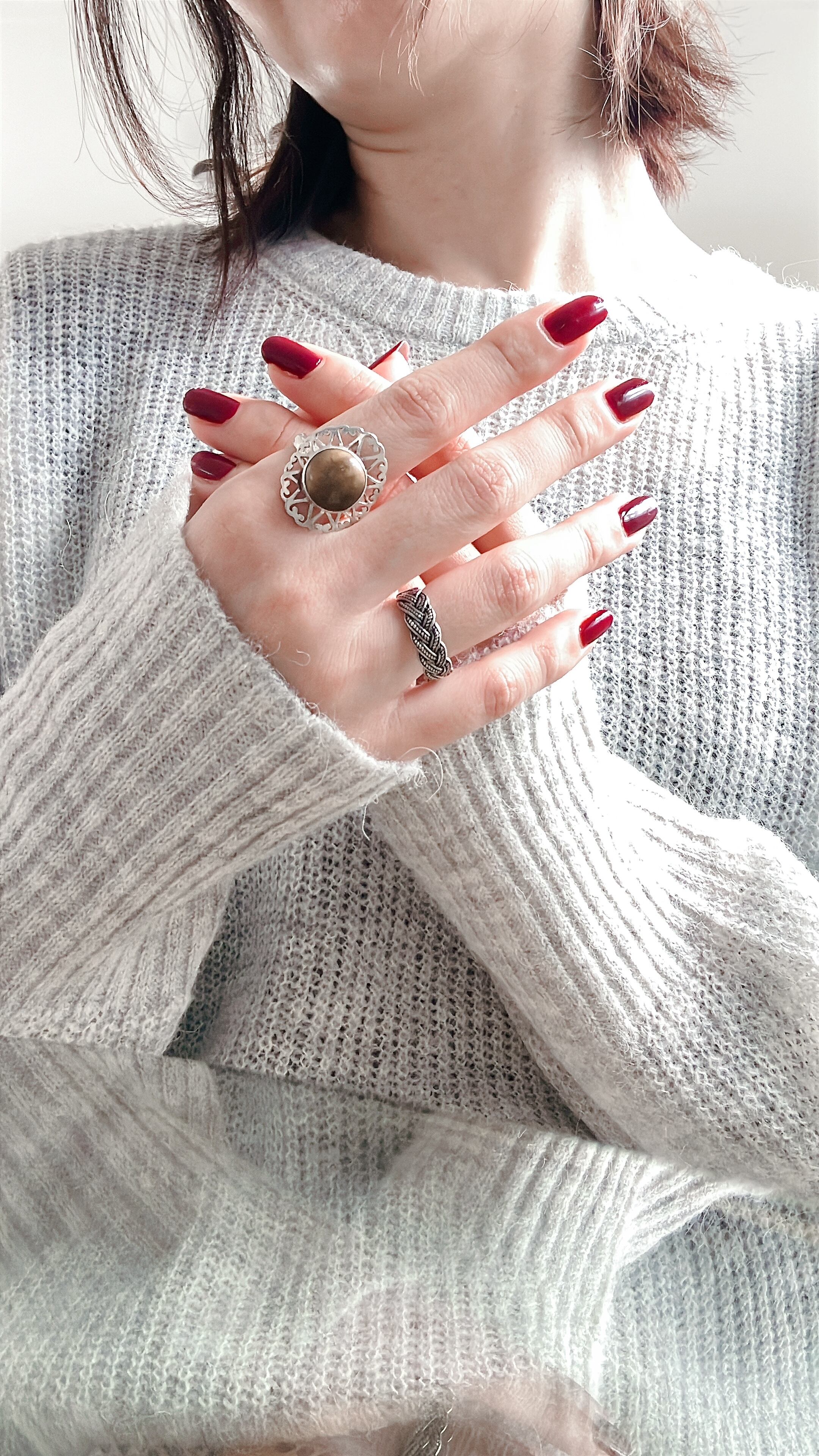 #19 silver ring =circle tigers eye=