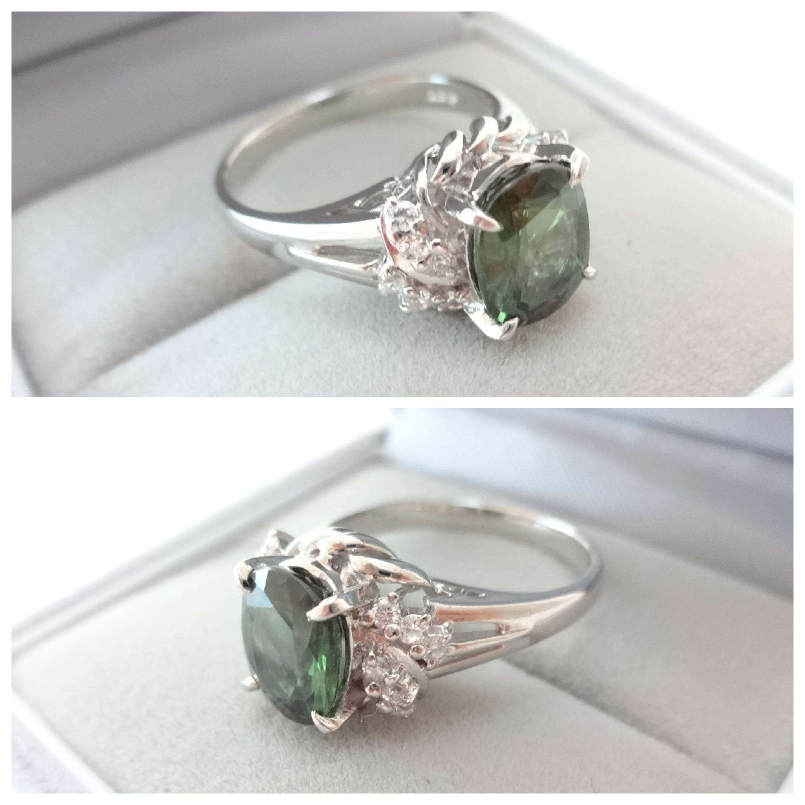 Milluflora グリーンサファイアプラチナリング