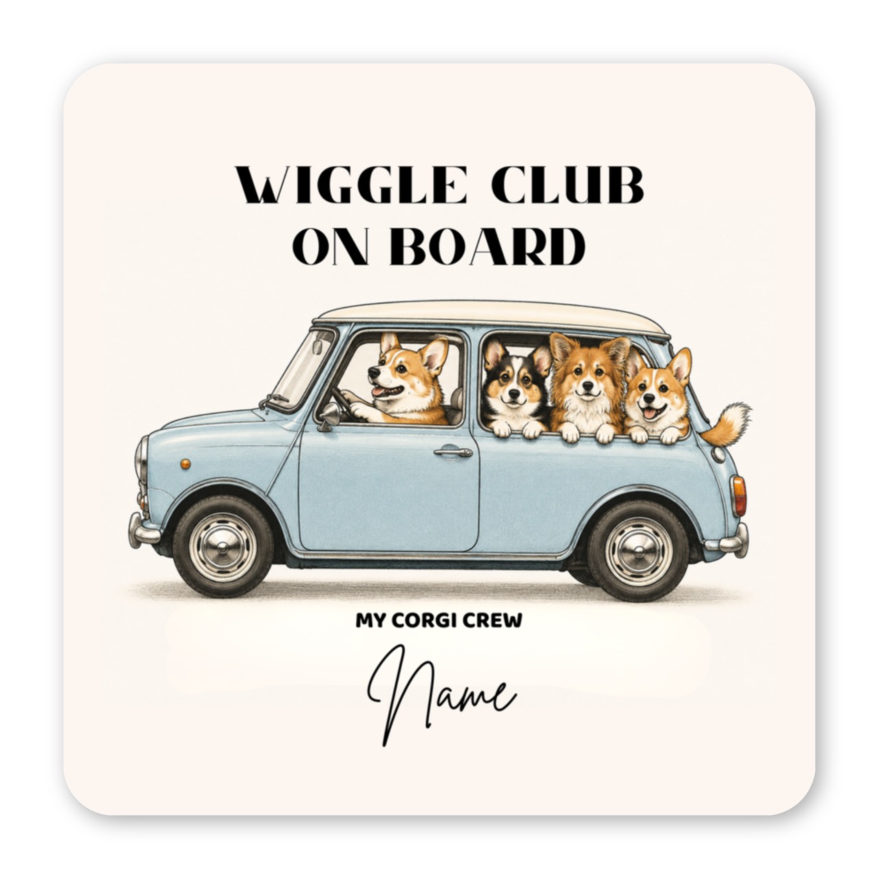 WELSH CORGI ON BOARD Magnet Sheet 【名入れ対応】[G0010]