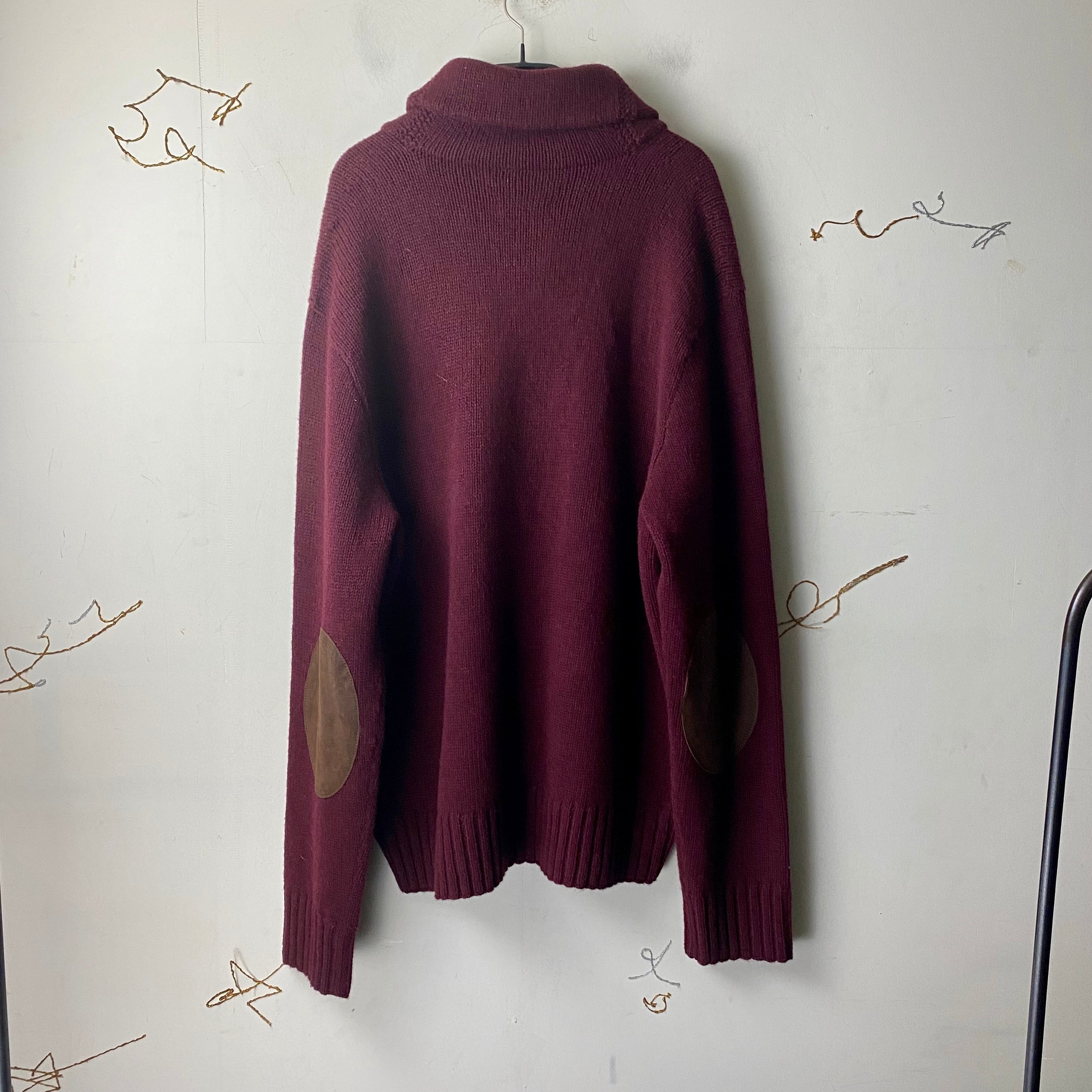 POLO by RALPH LAUREN shawl collar hand knit sweater | NOIR ONLINE
