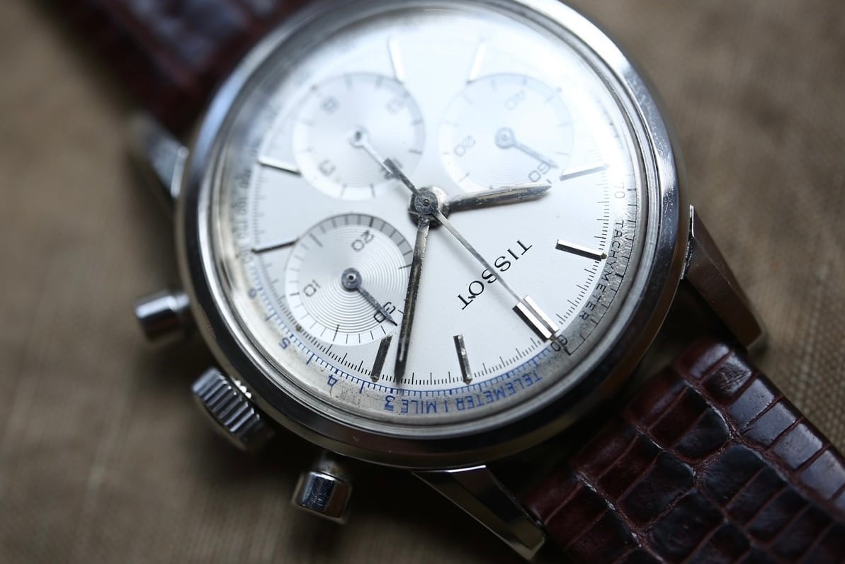 TISSOT】 1960年代製 ティソ クロノグラフ ホワイトダイヤル