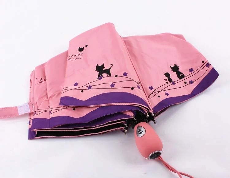 雨の日が楽しくなる猫柄の折り畳み傘