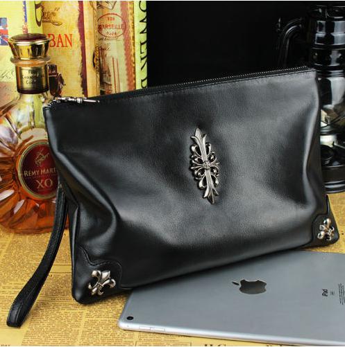 CHROME HEARTS クロムハーツ CH PLUS LOGO CLUTCH BAG CH プラス ロゴ クラッチ バッグ レザー ハンド バッグ PCケース ブラック