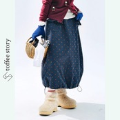 【2olor】ドット×丸みシルエットのアート系ミモレスカート《i0823》