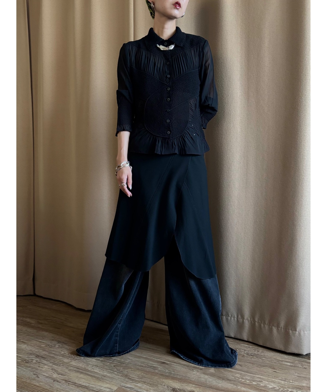 mode black sheer shirt-4845-8